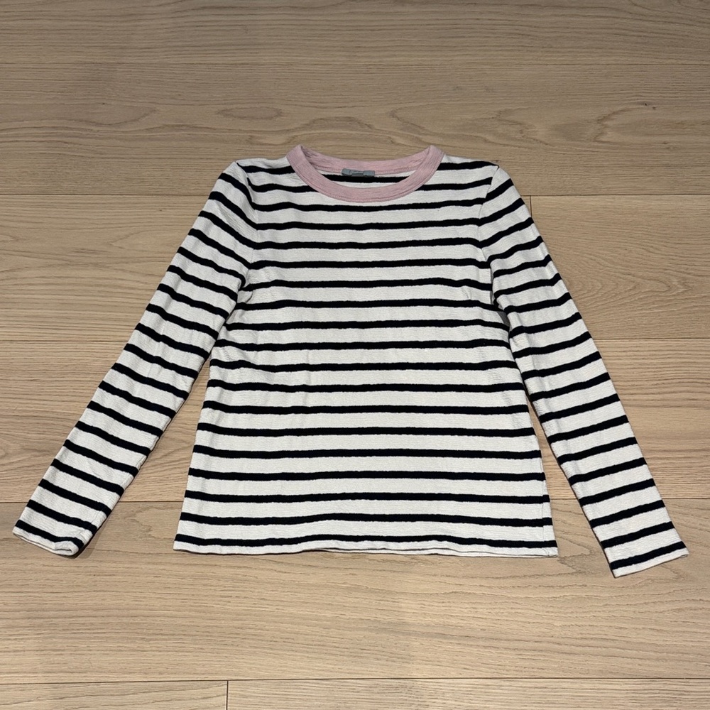 COS Striped Long-Sleeve Tee in White, Black & Pink